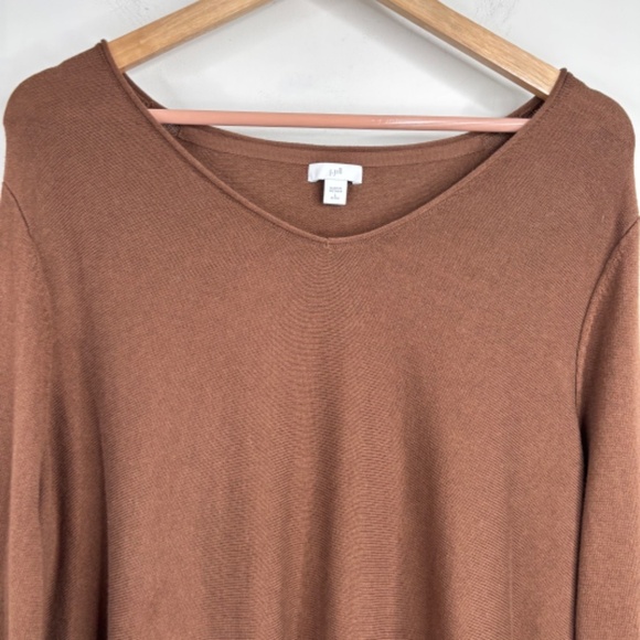 J Jill Fringe Tunic Sweater LP Chocolate Brown Boho Equestrian Western Old Money - Picture 4 of 12